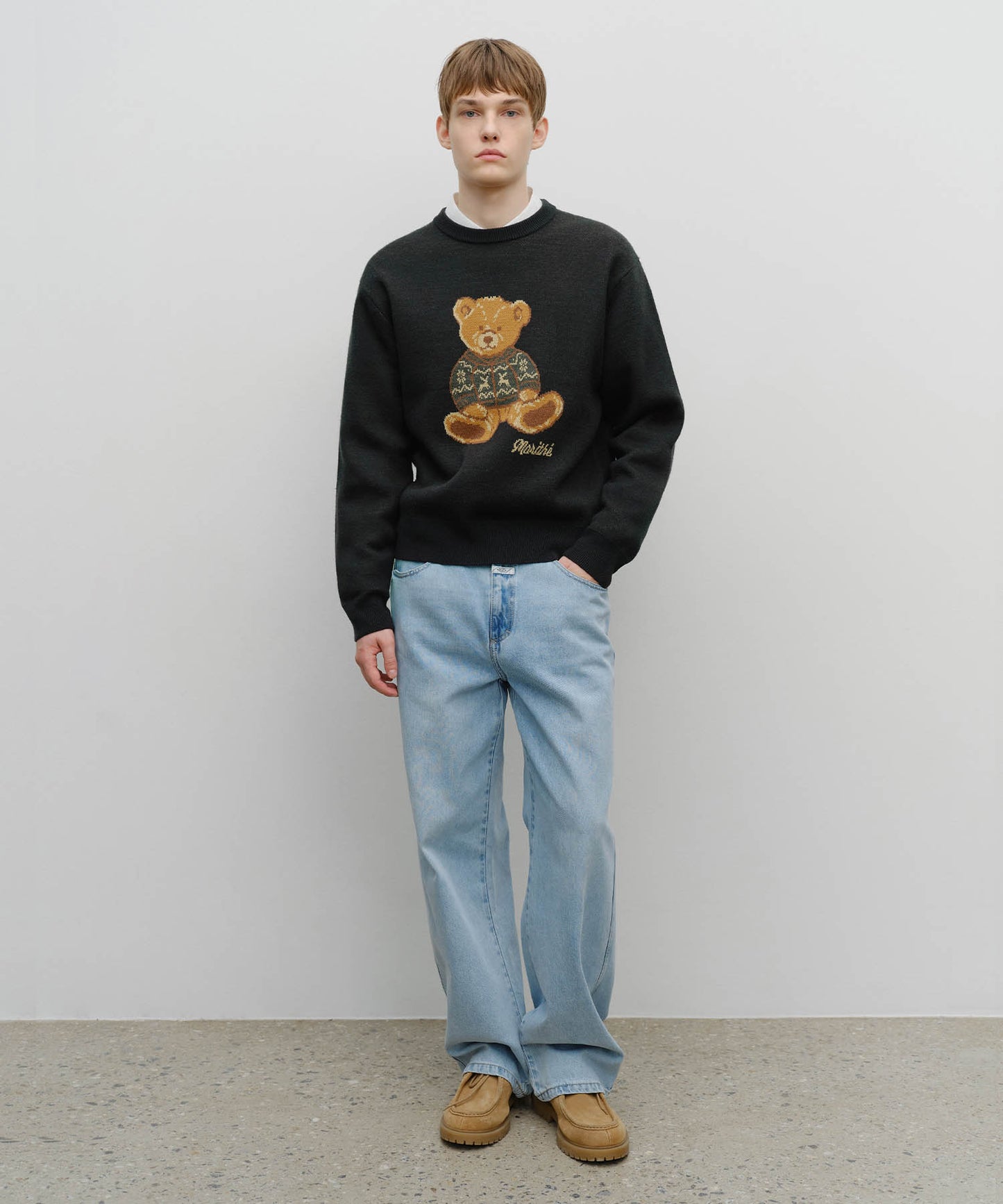DOODLE BEAR KNIT PULLOVER navy
