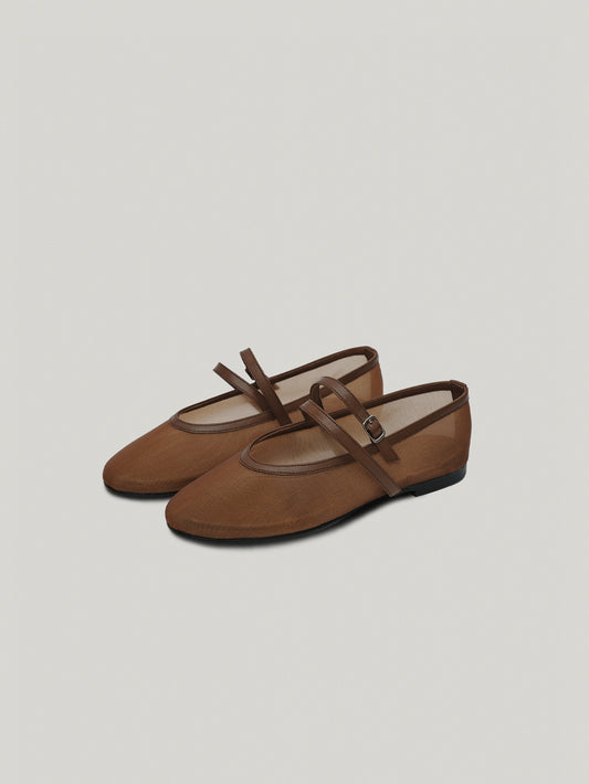 DOUBLE STRAP MESH FLAT mesh brown