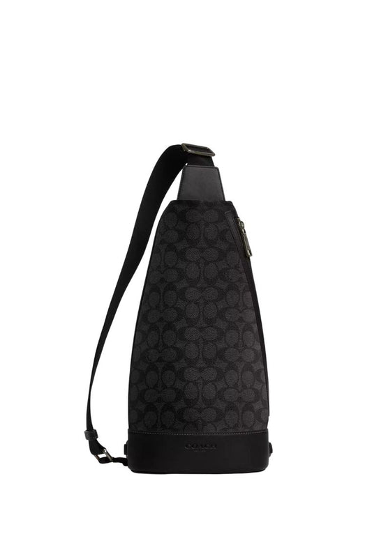 Dominic Sling Pack In Signature Canvas Gunmetal Charcoal Black