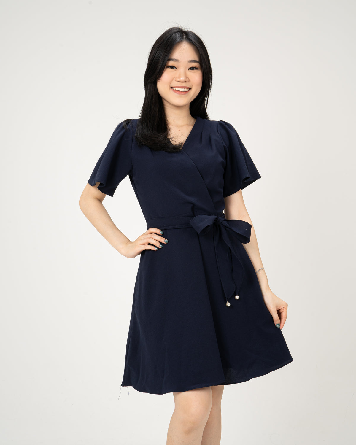 BELT DRESS BY BLING MADE IN KOREA NAVY