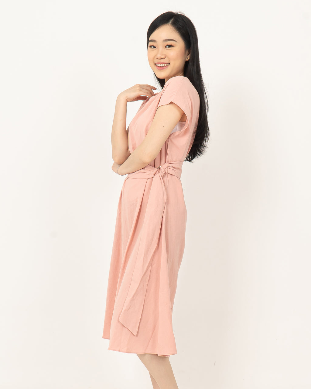 Round Neck Cotton Dress HA.2 D027-PINK