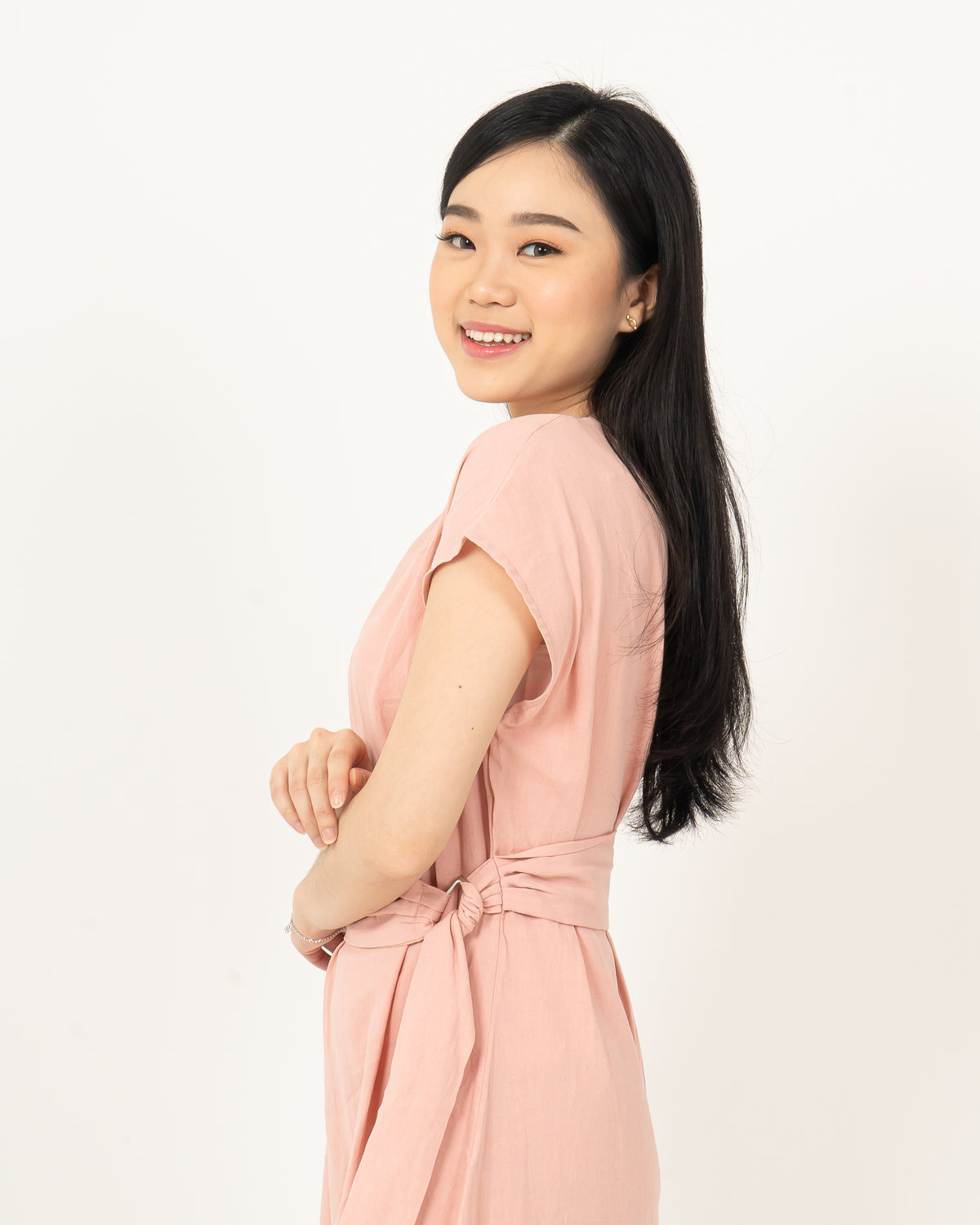 Round Neck Cotton Dress HA.2 D027-PINK