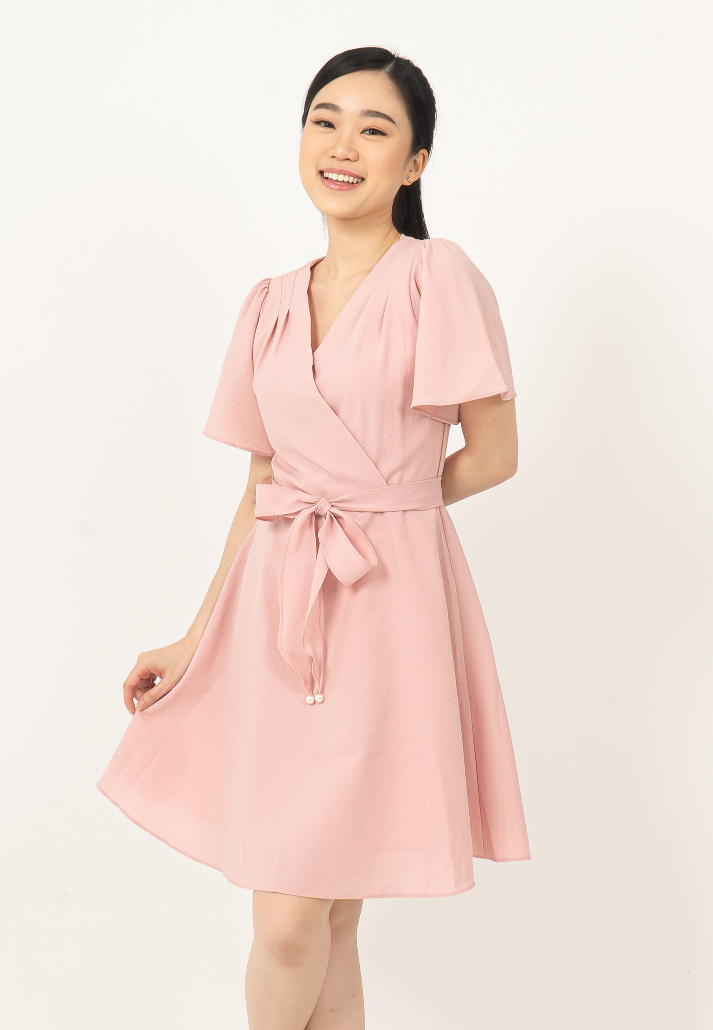 BELT DRESS BY BLING MADE IN KOREA PINK