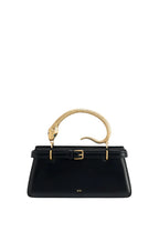 Elena Snake Handle Top Handle Bag - Black