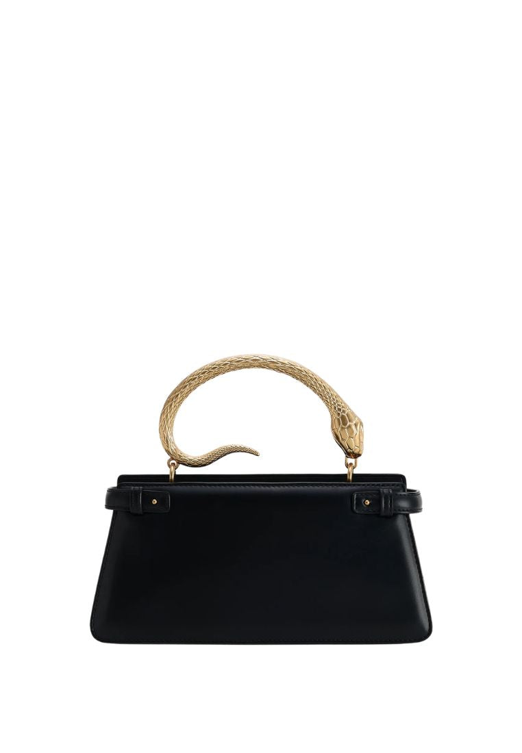 Elena Snake Handle Top Handle Bag - Black