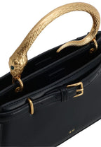 Elena Snake Handle Top Handle Bag - Black
