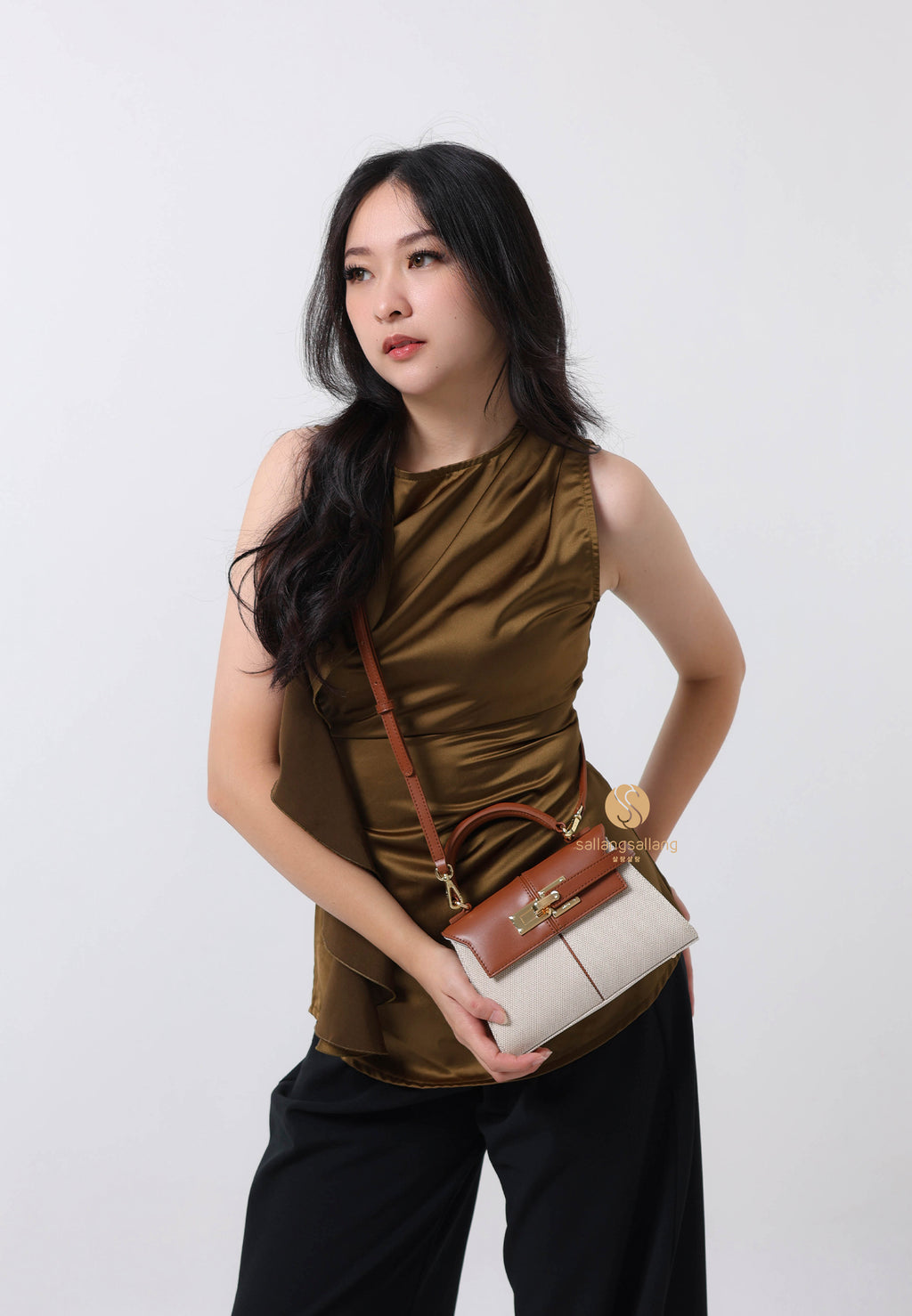 Elise Top Handle Bag - Brown Canvas