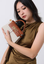 Elise Top Handle Bag - Brown Canvas