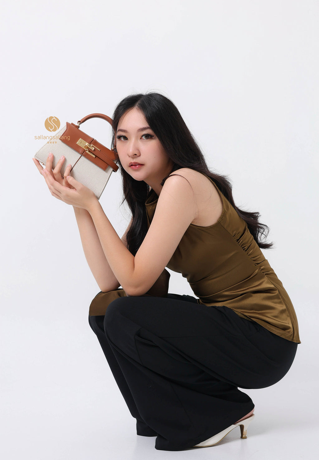 Elise Top Handle Bag - Brown Canvas