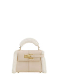 Elise Faux Suede Shearling Trim Top Handle Bag - Taupe