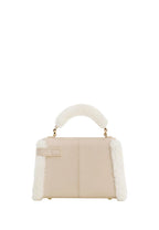 Elise Faux Suede Shearling Trim Top Handle Bag - Taupe
