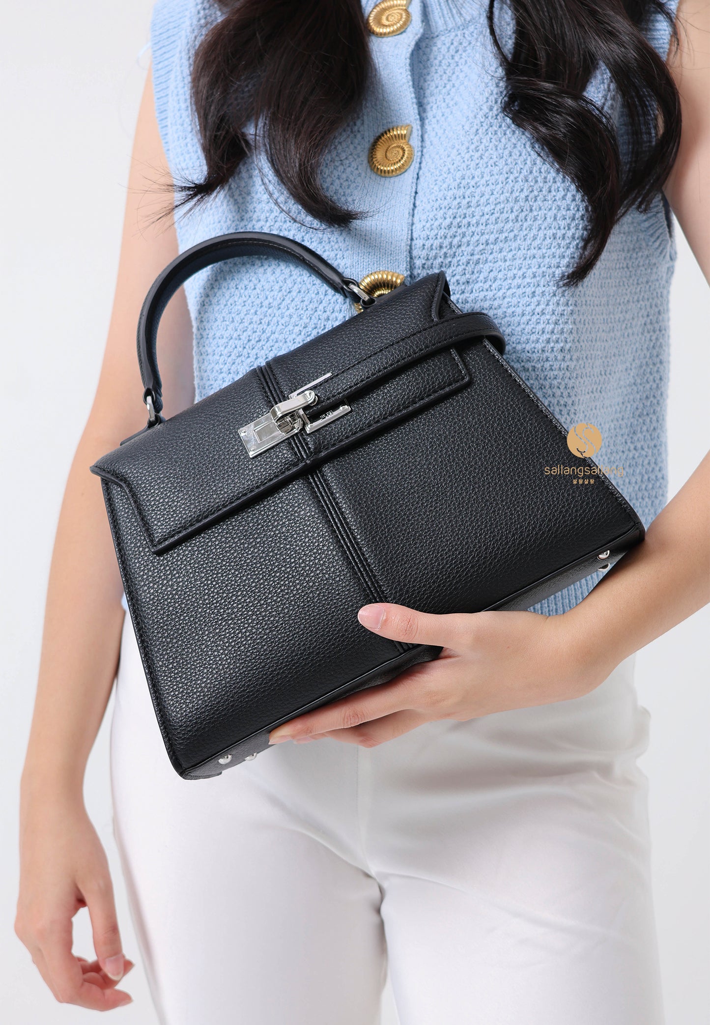 Elise Large Top Handle Bag - Black