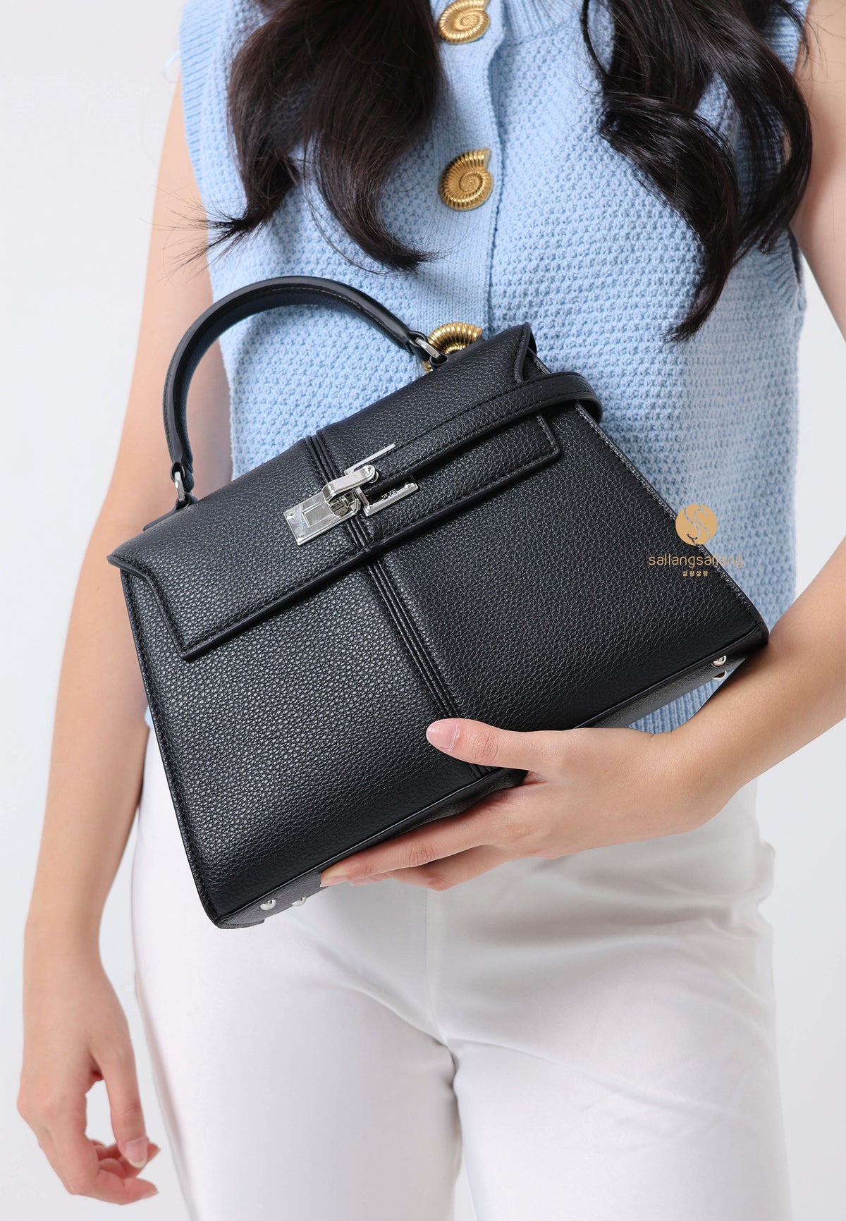 Elise Large Top Handle Bag - Black