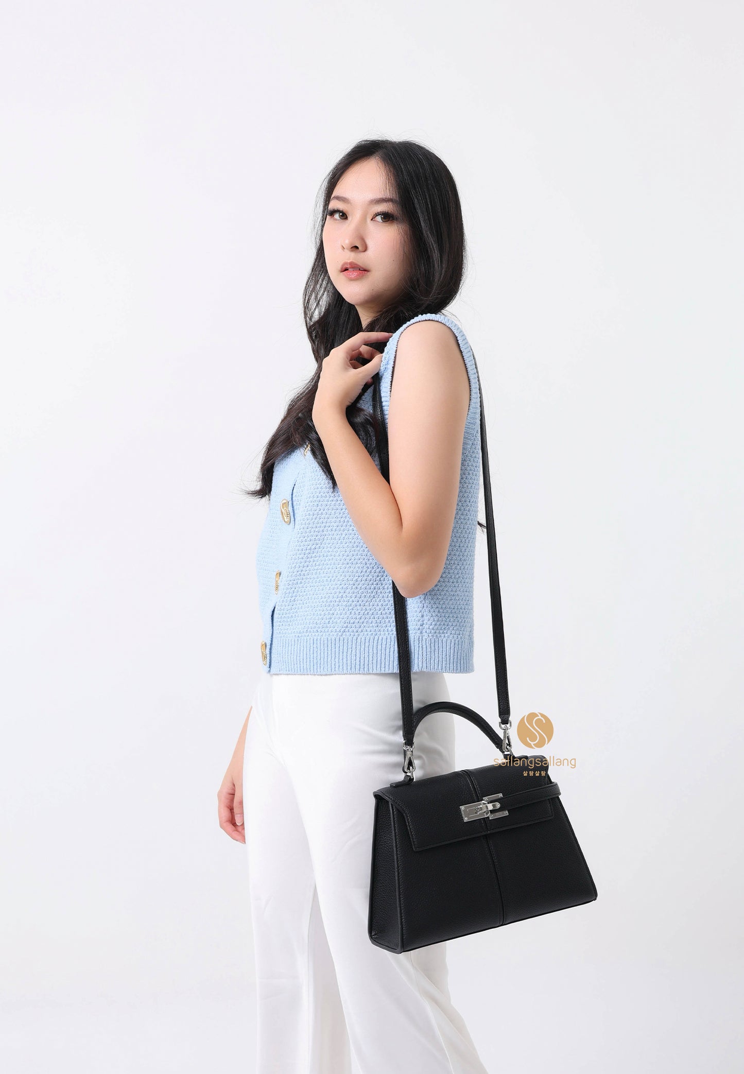 Elise Large Top Handle Bag - Black