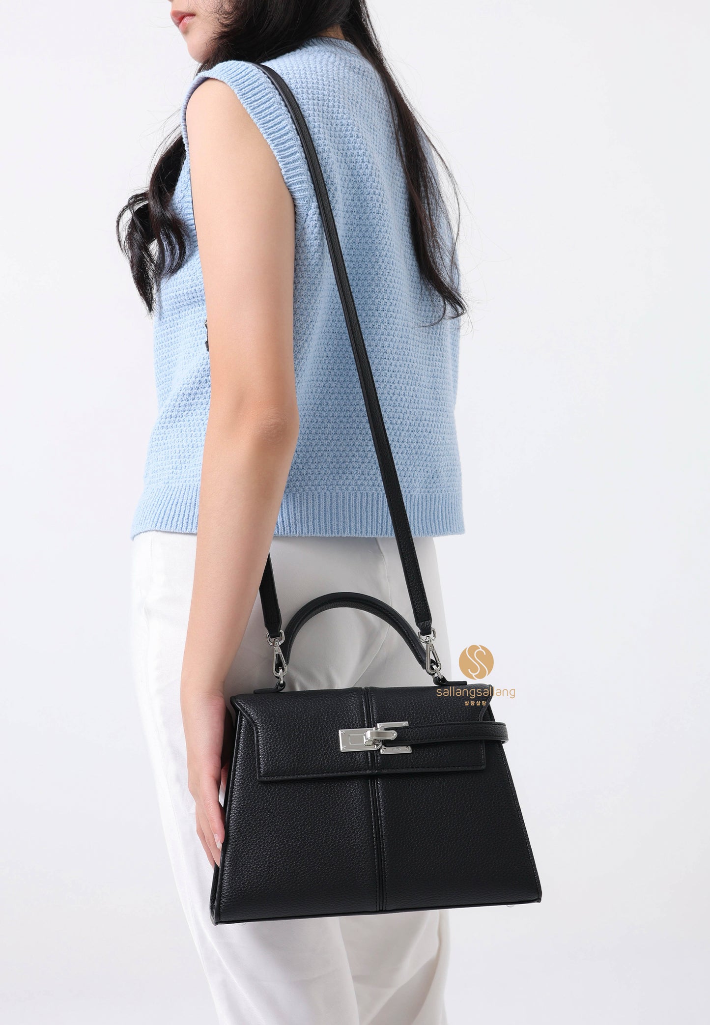 Elise Large Top Handle Bag - Black