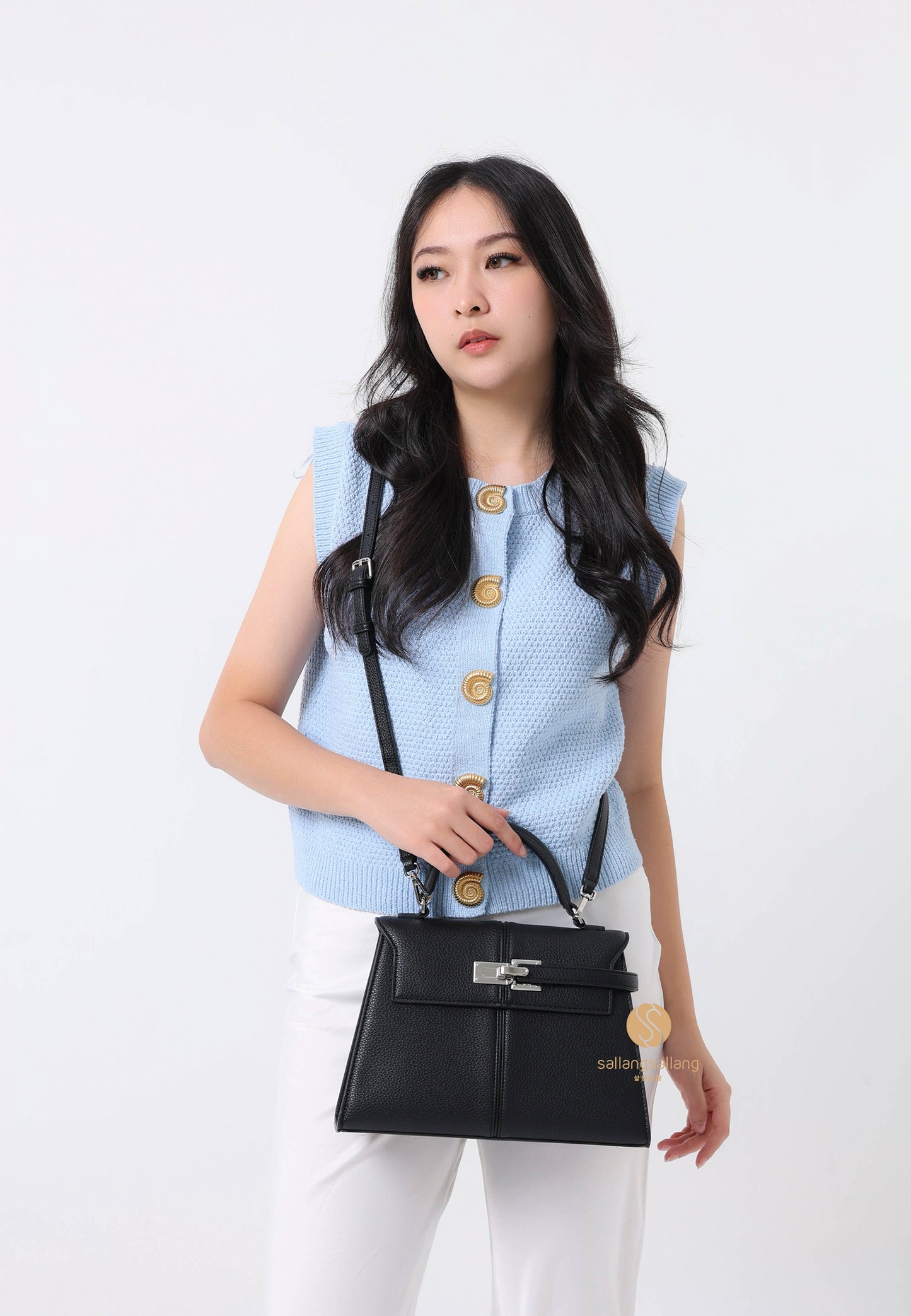 Elise Large Top Handle Bag - Black