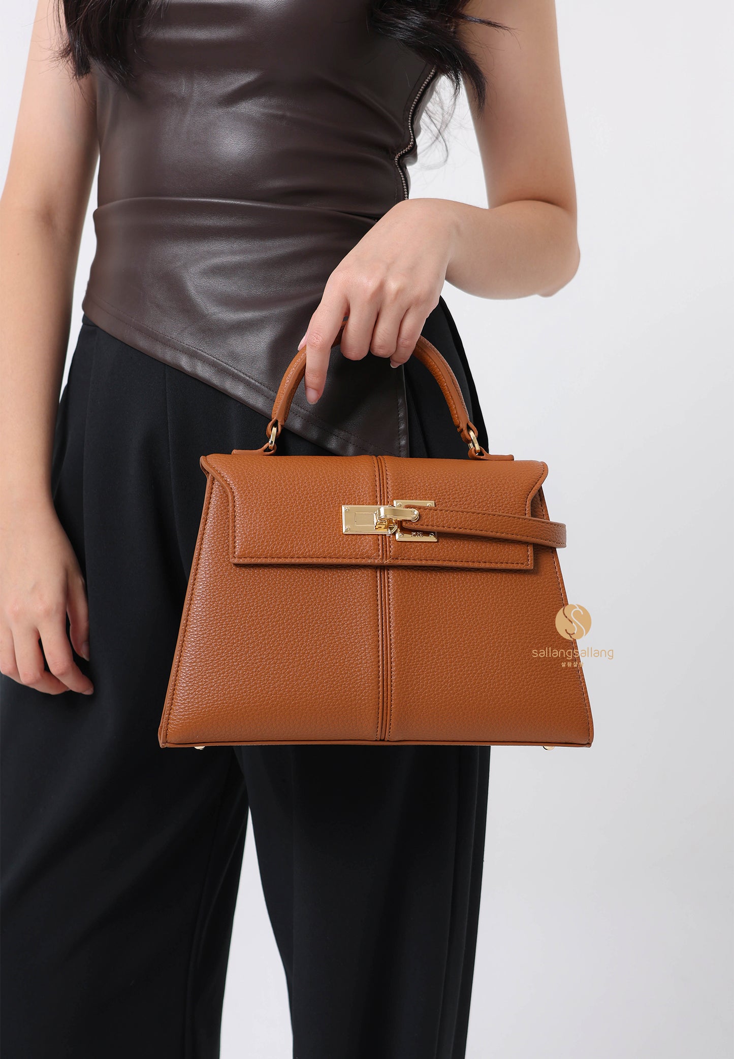 Elise Large Top Handle Bag - Brown