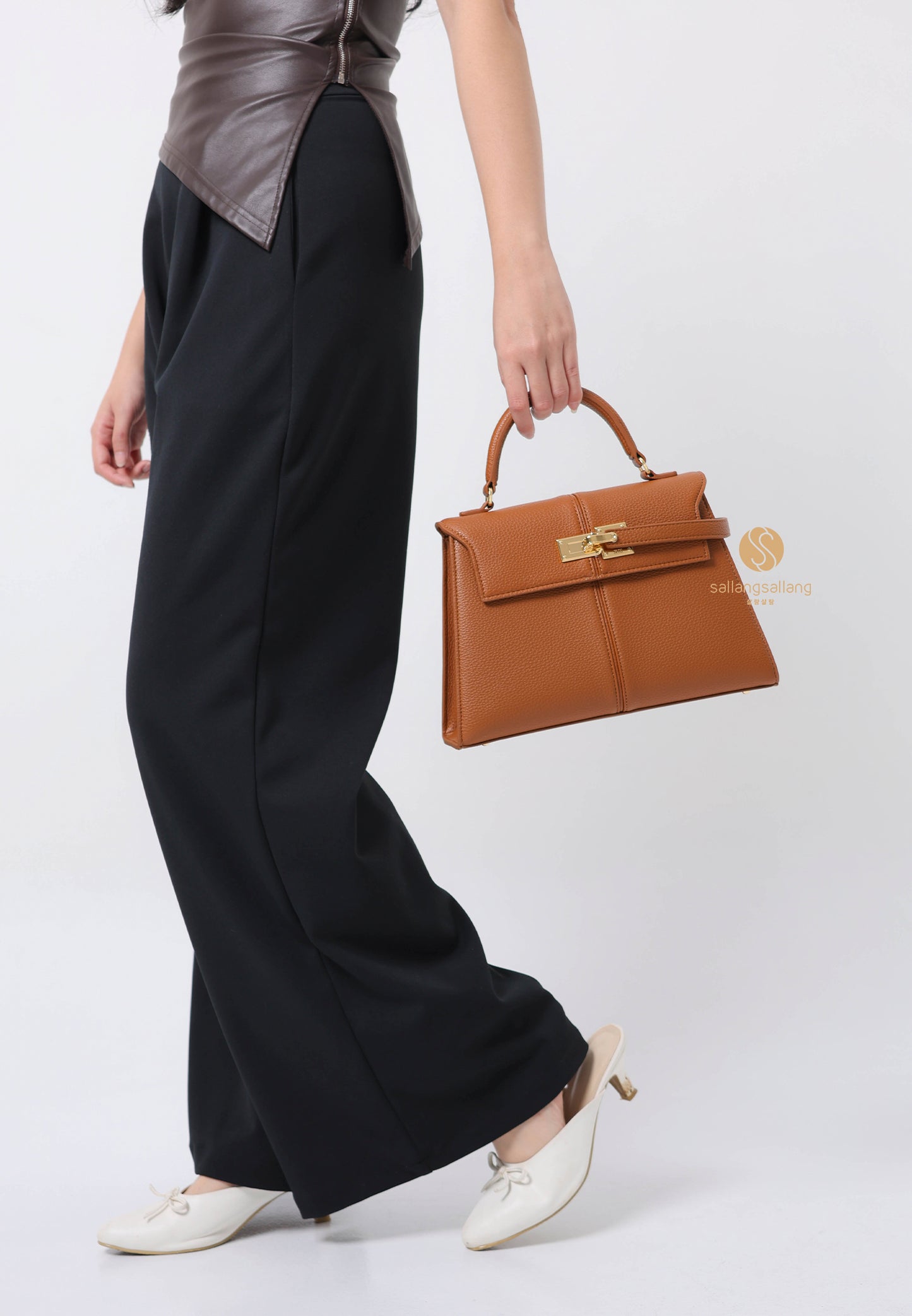 Elise Large Top Handle Bag - Brown