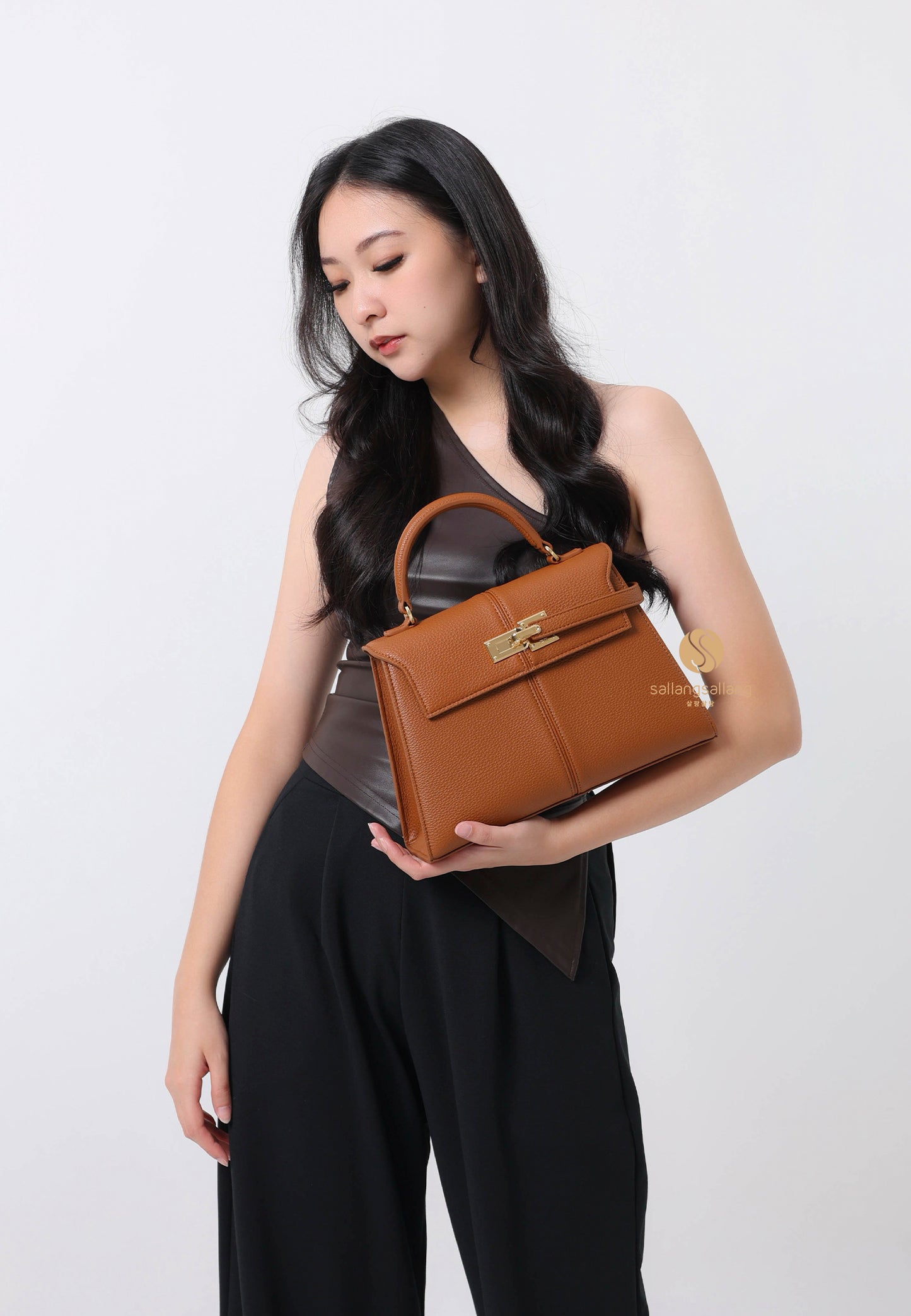Elise Large Top Handle Bag - Brown