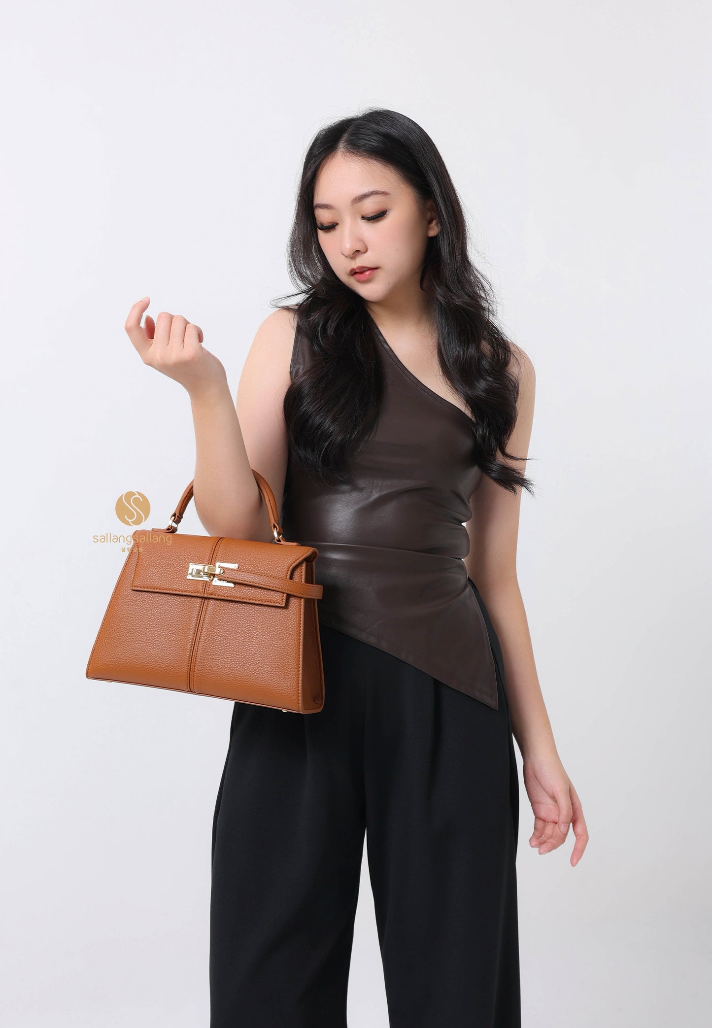 Elise Large Top Handle Bag - Brown