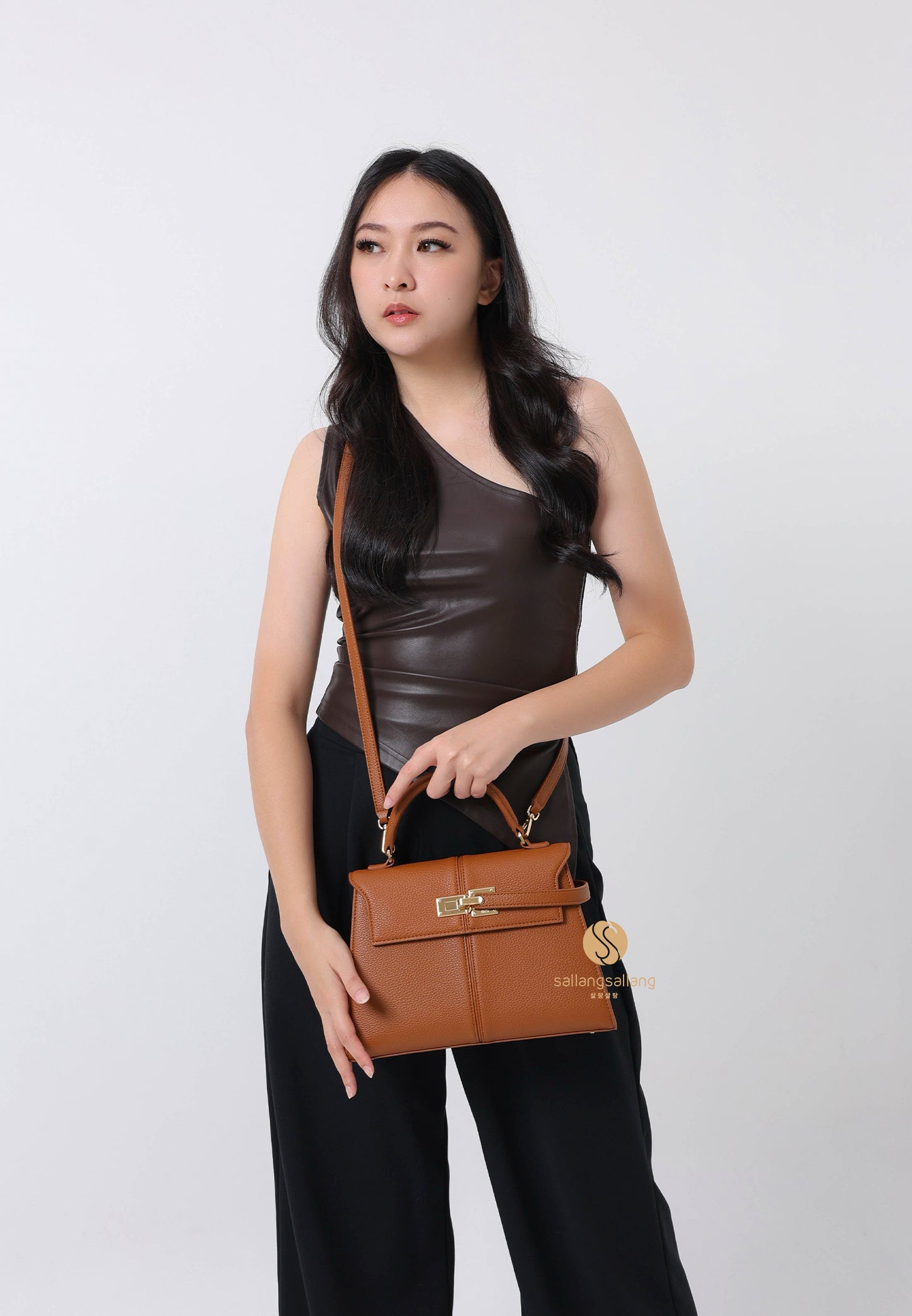 Elise Large Top Handle Bag - Brown