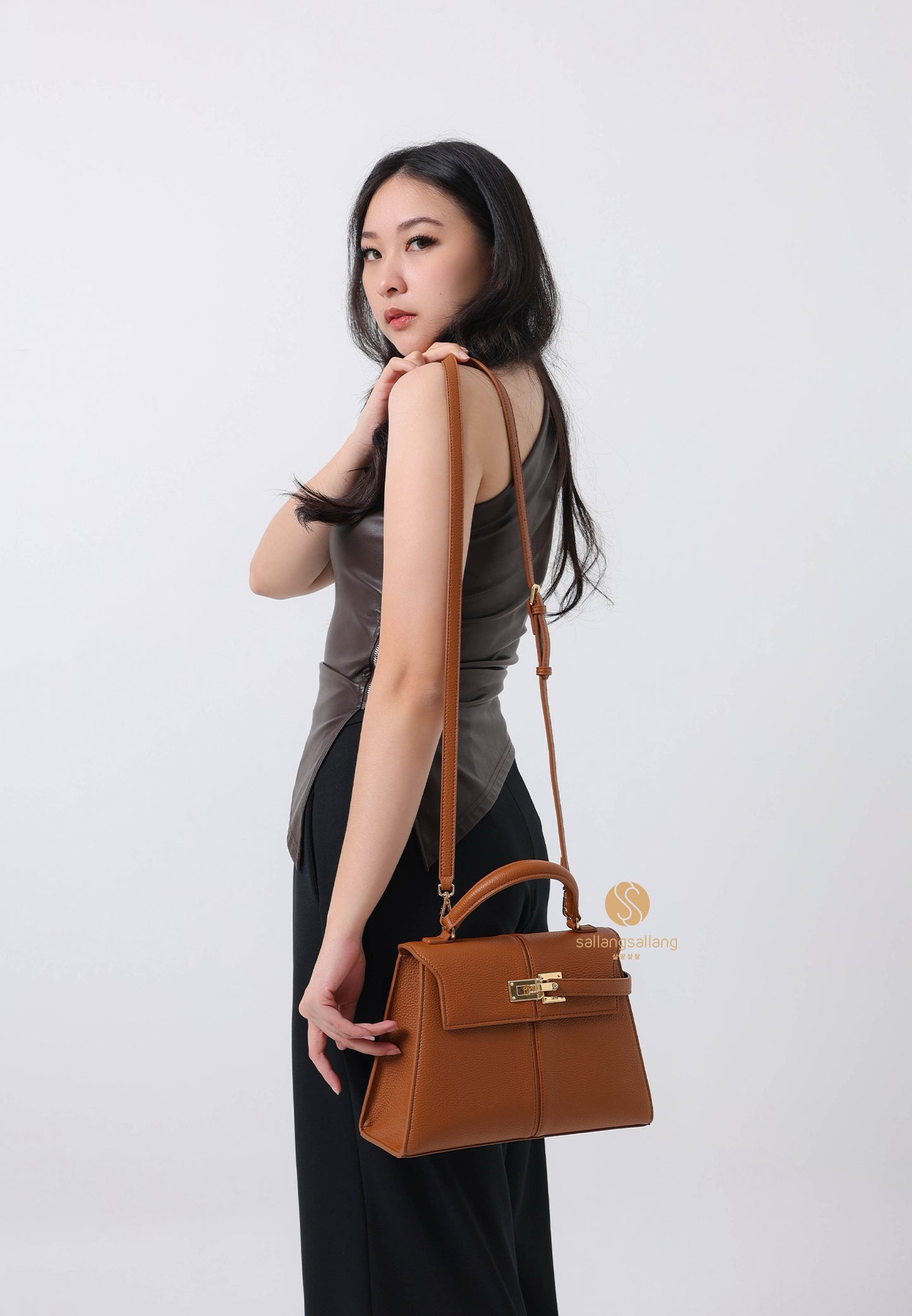 Elise Large Top Handle Bag - Brown