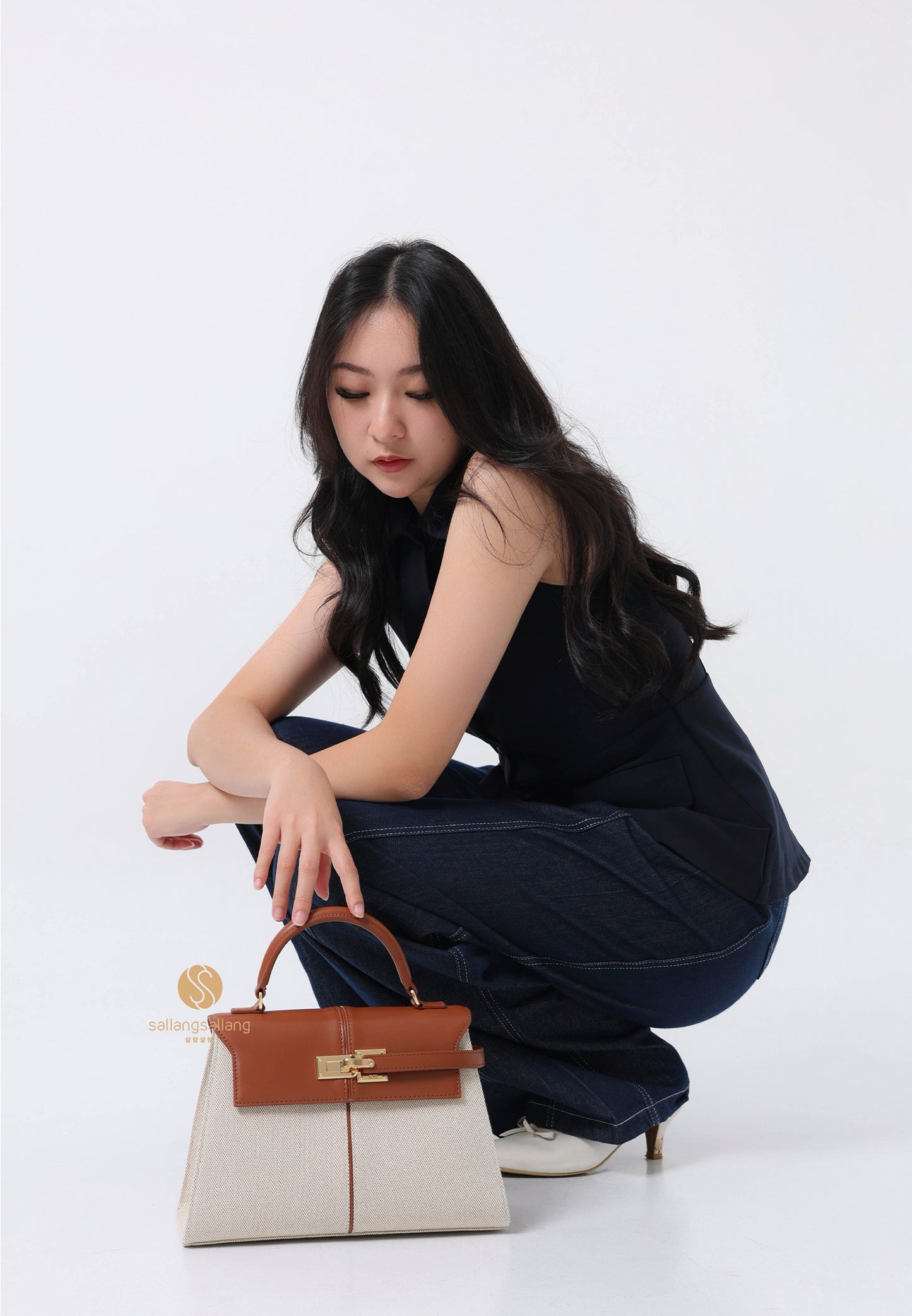 Elise Large Top Handle Bag - Brown Canvas
