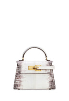Elise Top Handle Bag - White Croc