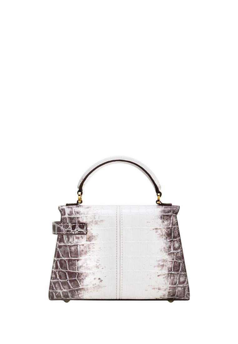 Elise Top Handle Bag - White Croc