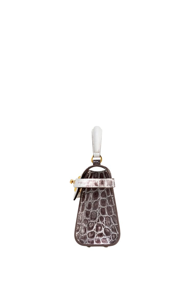 Elise Top Handle Bag - White Croc