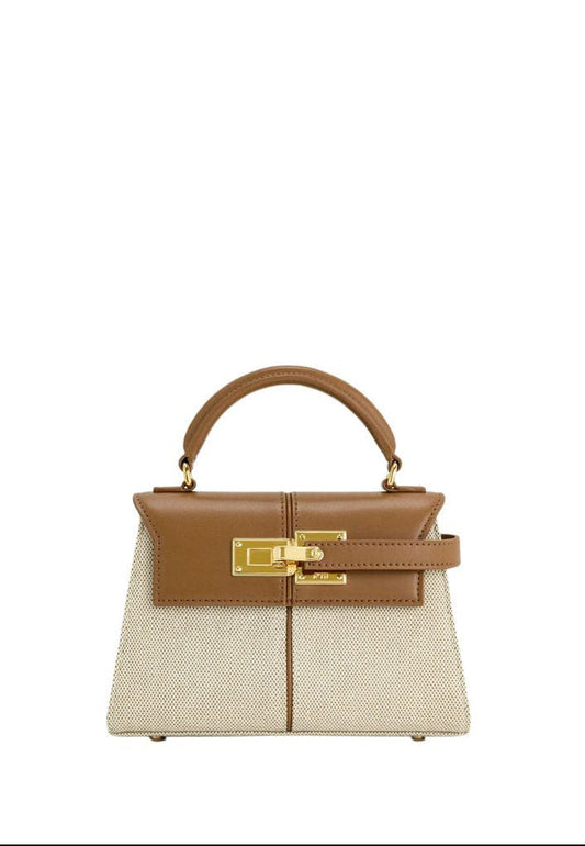 Elise Top Handle Bag - Brown Canvas