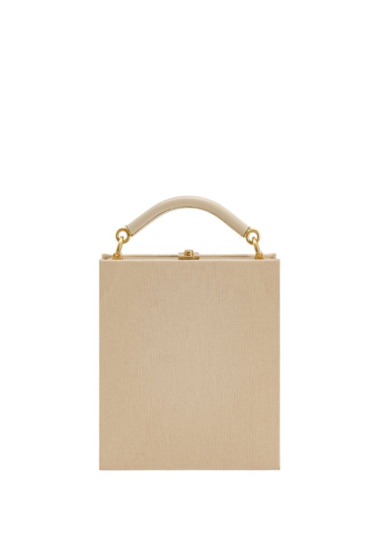 Elle Picnic Pattern Book Top Handle Bag - Khaki