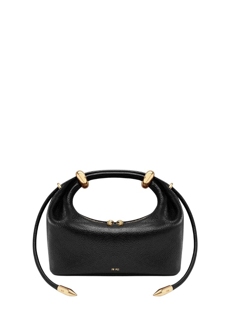 Ellie Metal Ring Embellished Top Handle Bag - Black