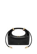 Ellie Metal Ring Embellished Top Handle Bag - Black