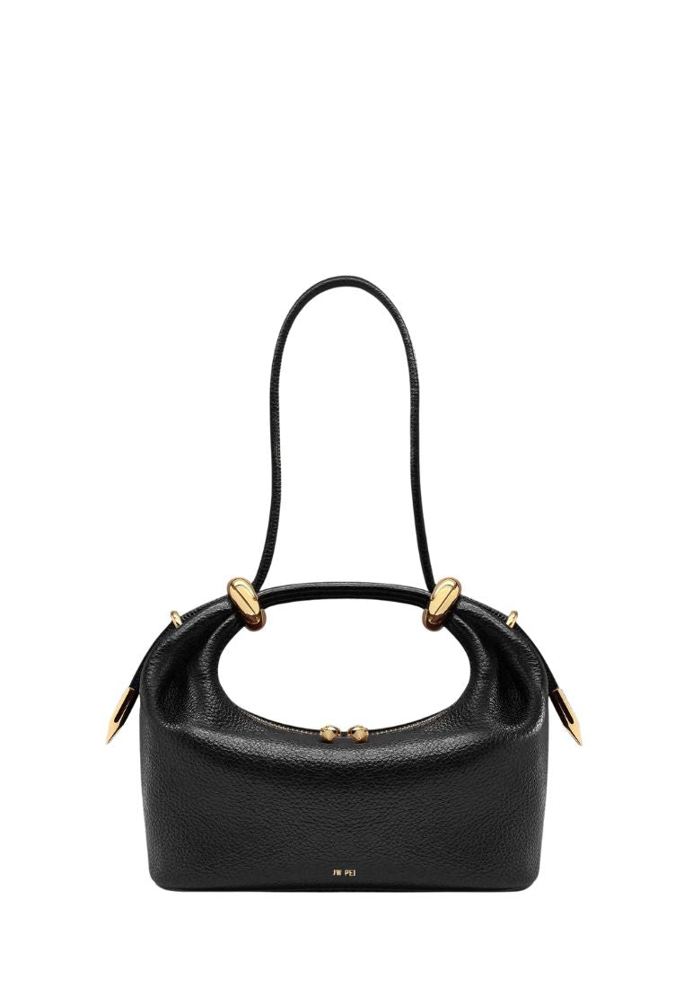 Ellie Metal Ring Embellished Top Handle Bag - Black