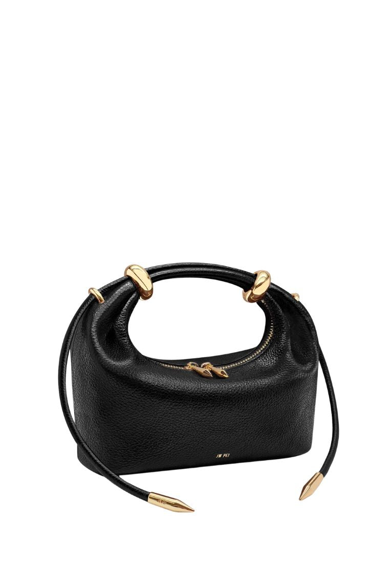 Ellie Metal Ring Embellished Top Handle Bag - Black
