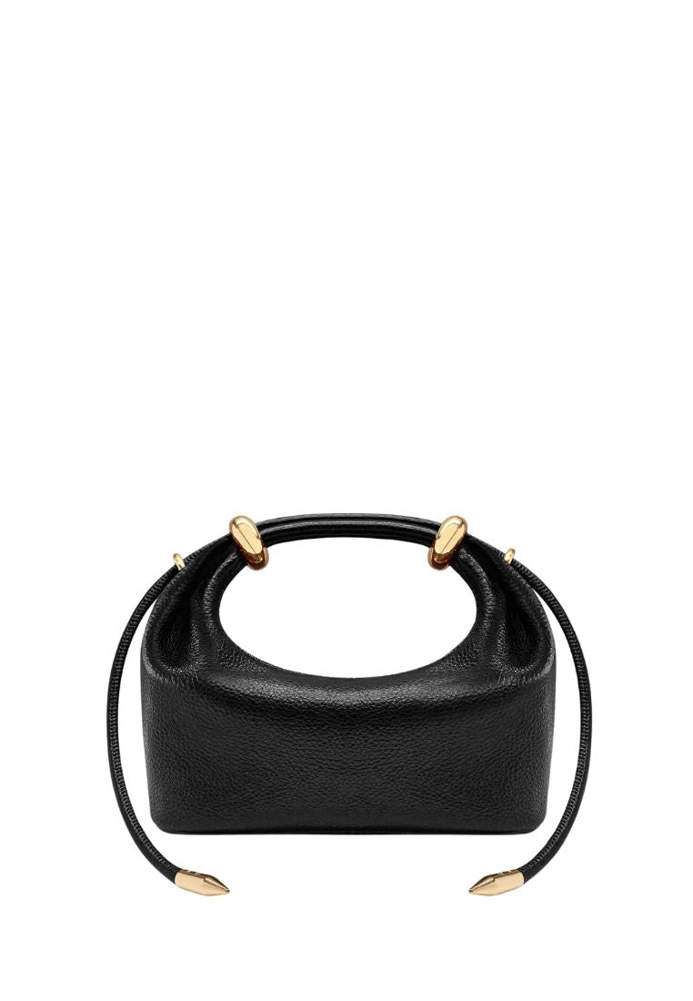 Ellie Metal Ring Embellished Top Handle Bag - Black