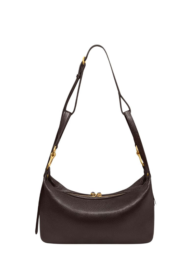 Selia Soft-Grain Crossbody Bag - Dark Brown