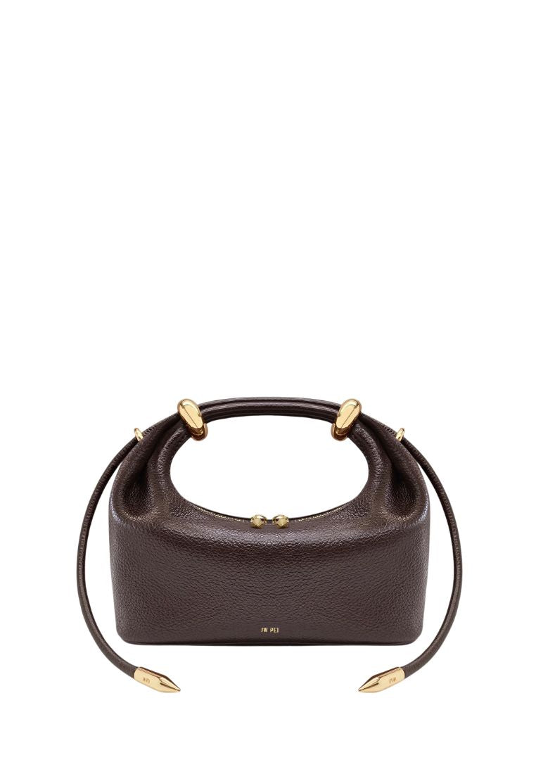 Ellie Metal Ring Embellished Top Handle Bag - Dark Brown