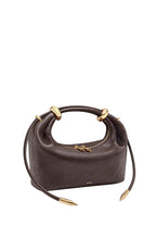 Ellie Metal Ring Embellished Top Handle Bag - Dark Brown