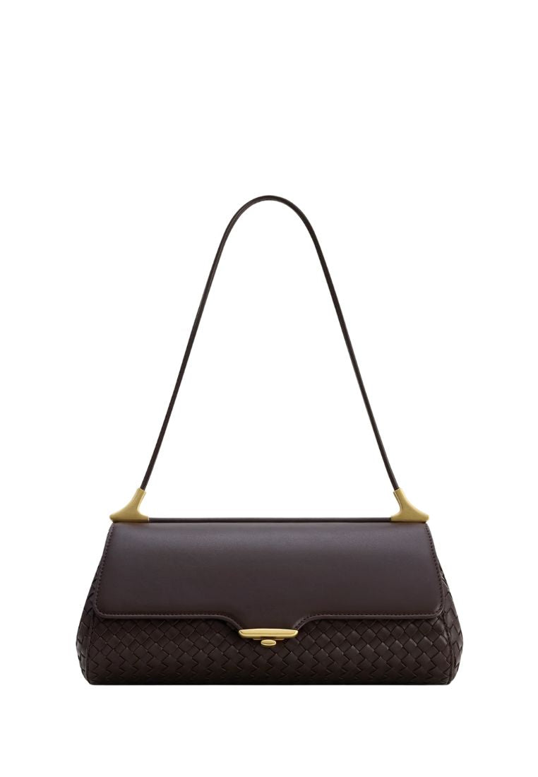 Eloise Woven Shoulder Bag - Dark Brown