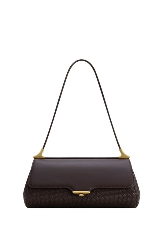 Eloise Woven Shoulder Bag - Dark Brown