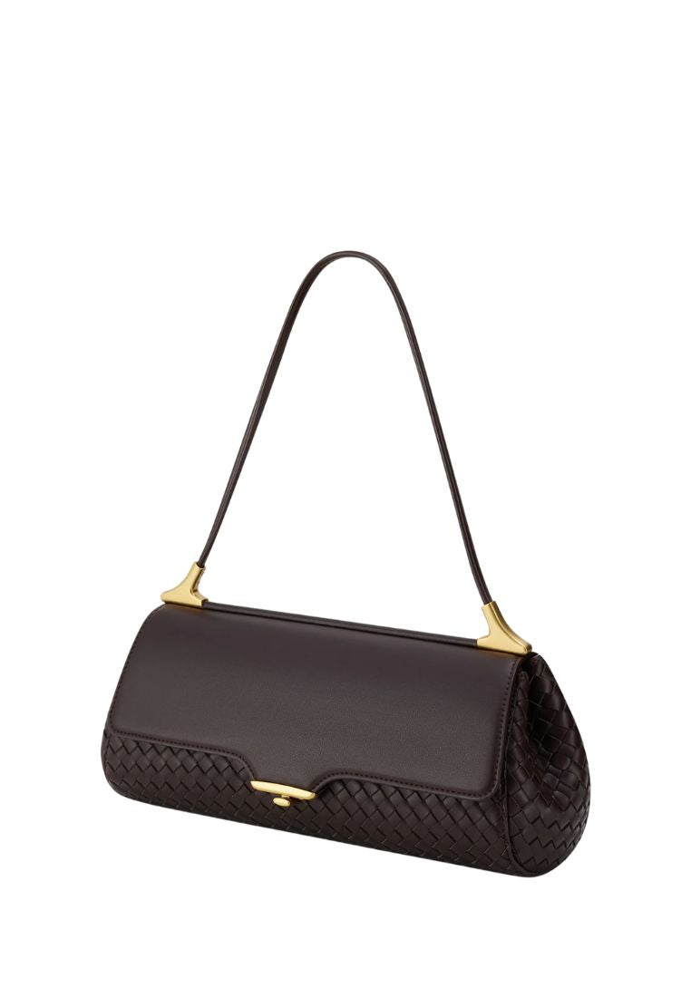 Eloise Woven Shoulder Bag - Dark Brown