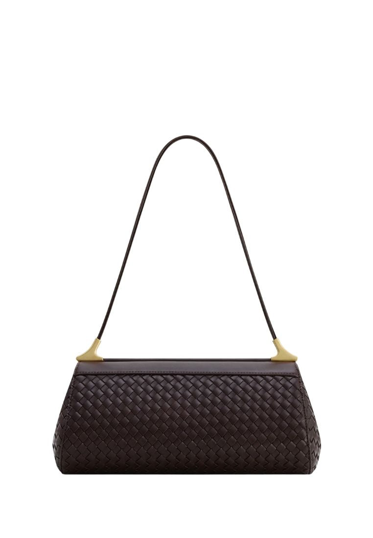 Eloise Woven Shoulder Bag - Dark Brown