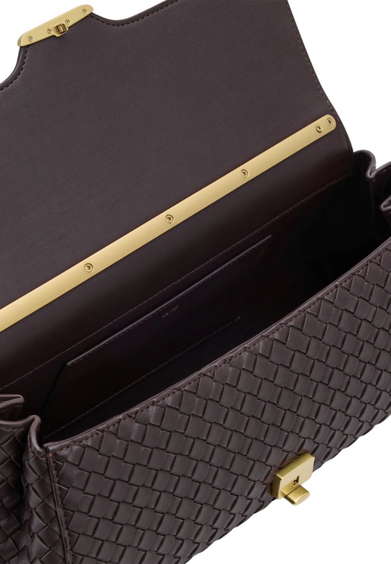 Eloise Woven Shoulder Bag - Dark Brown