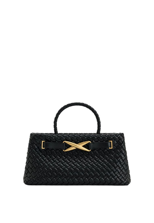 Elora Woven Tote Bag - Black