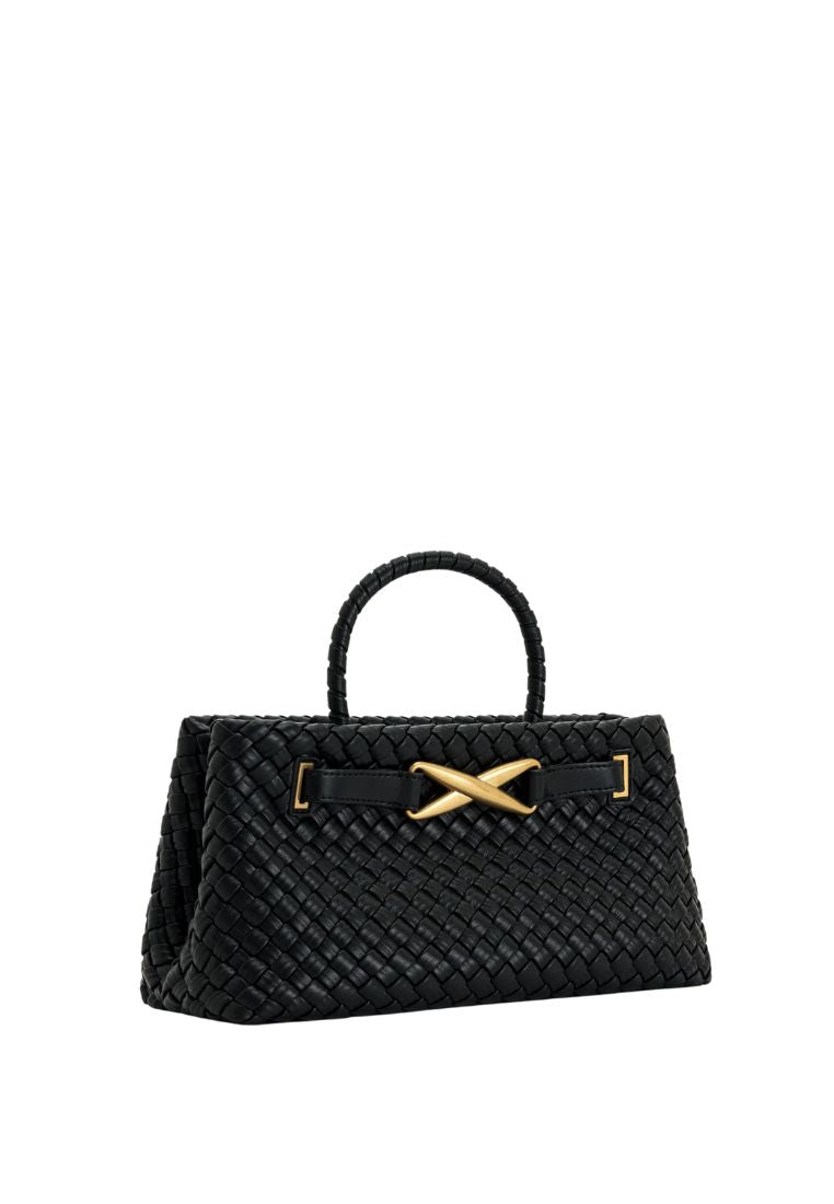 Elora Woven Tote Bag - Black