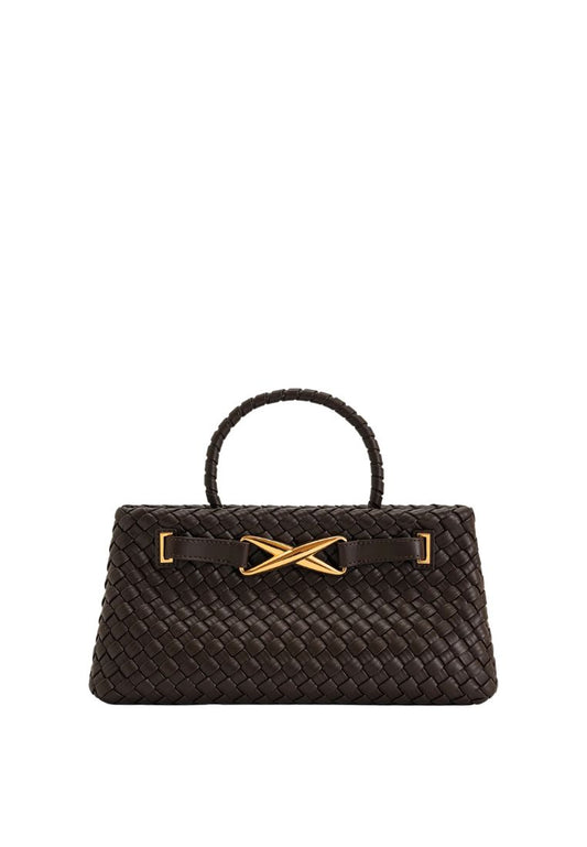 Elora Woven Tote Bag - Dark Brown