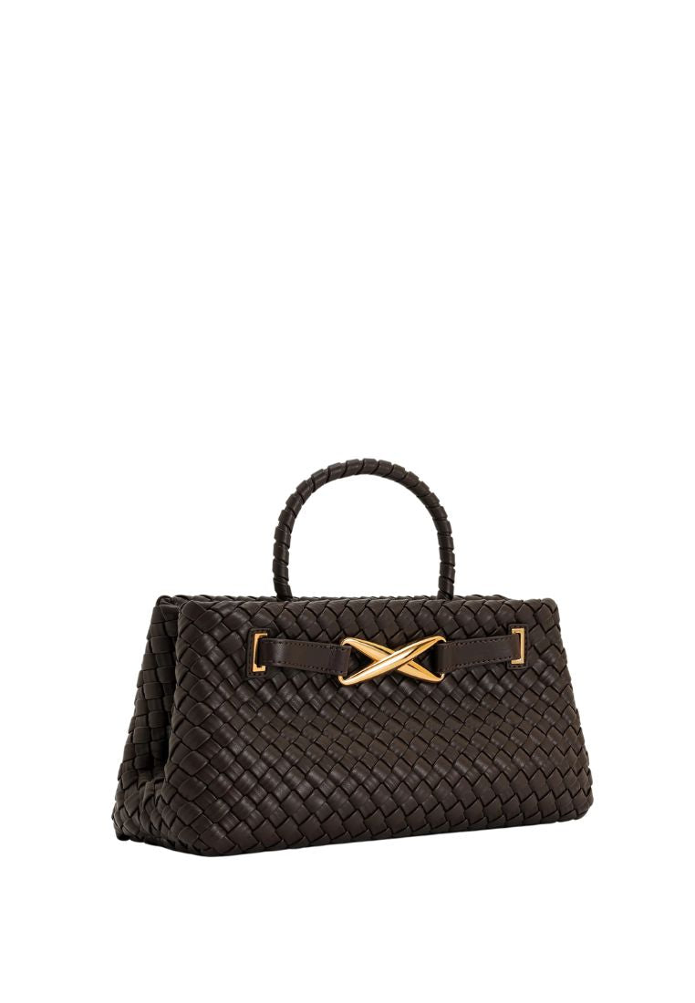 Elora Woven Tote Bag - Dark Brown