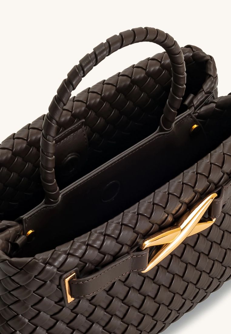 Elora Woven Tote Bag - Dark Brown